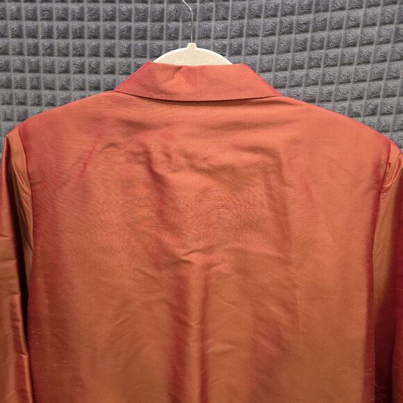 Metallic Orange Silk Blazer Jacket 12/Lg VTG Retro Glam Rock Groovy 70s 80s Boxy - Picture 16 of 16